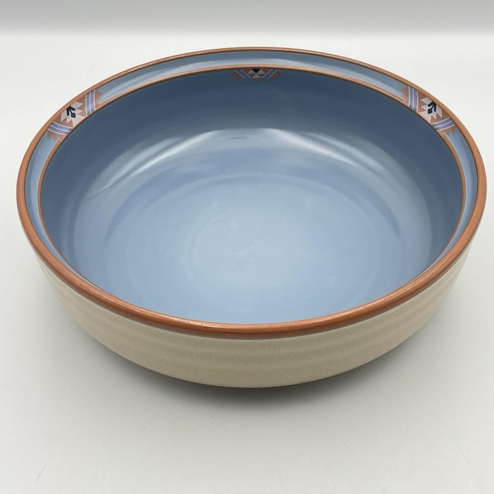 Vintage 1980s Noritake Blue Adobe Stoneware Serving Bowl 9.5" Japan Southwestern